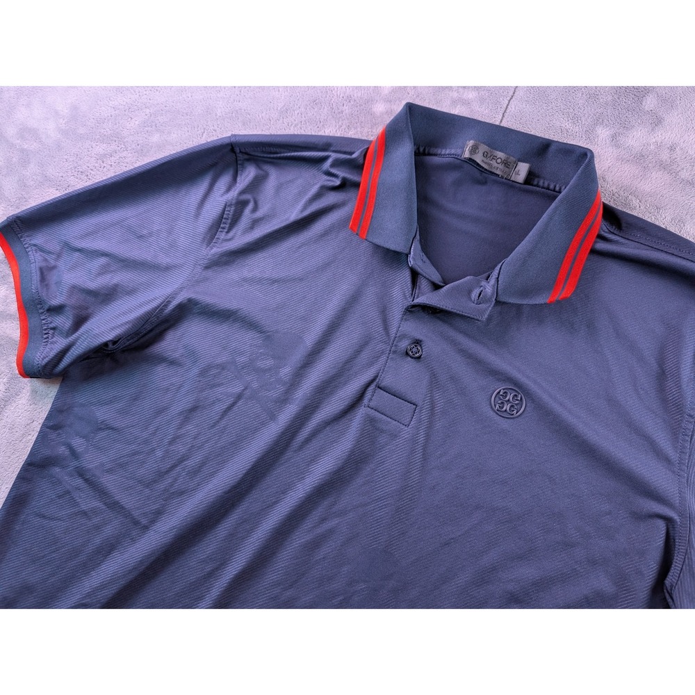 G/FORE Mens Navy Blue Skull AOP Print Performance Golf Polo Shirt Size Large